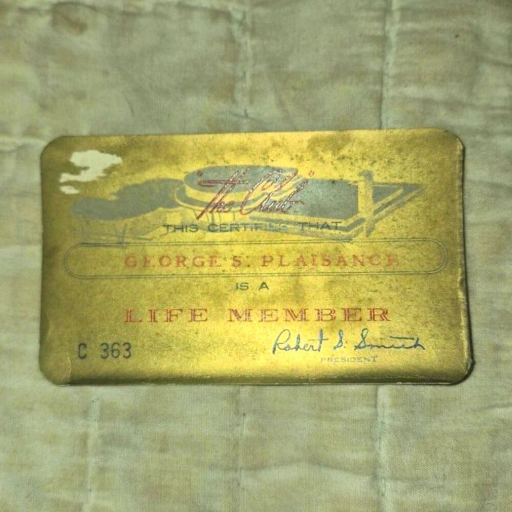 Vintage 1950s The Club Birmingham Alabama Life Member Card George S Plaisance